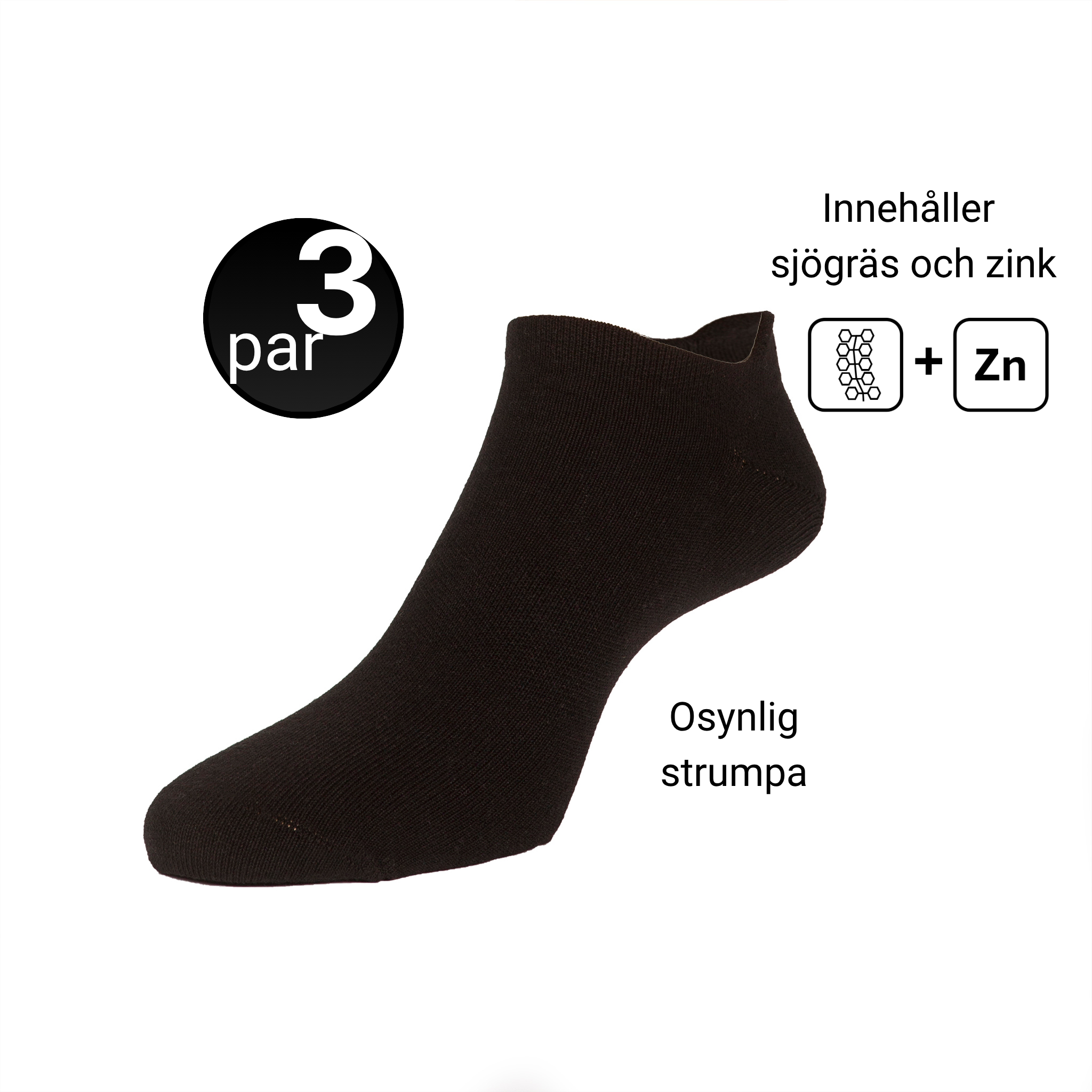 Osynliga strumpor – 3-pack